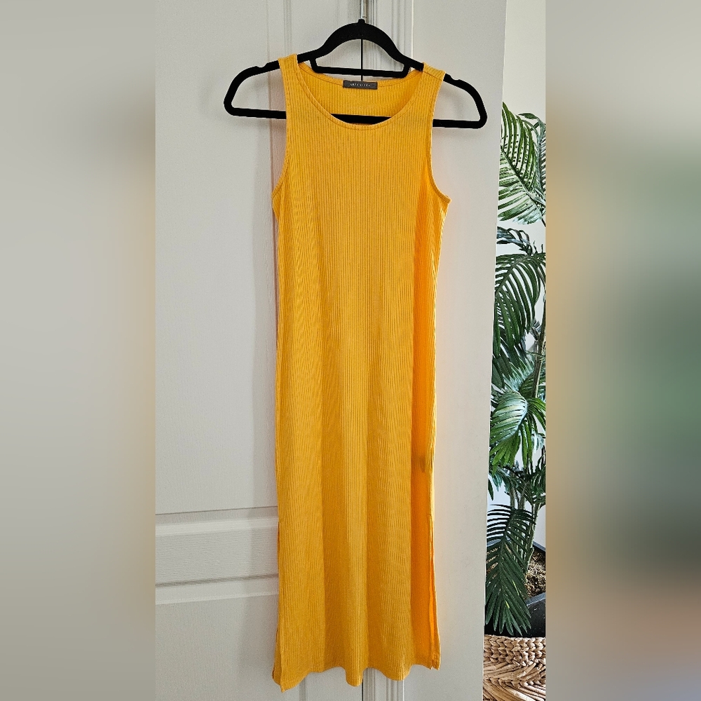 💝Yellow Sleeveless Ribbed Dress